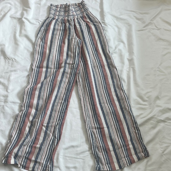 Rewash Pants - Rewash Beachy Striped Wide Leg Pants - Blue and Red